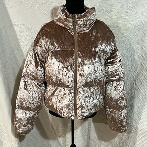 Fabletics velour puffer jacket, size large